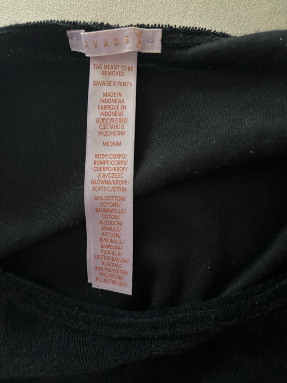 Savage X Fenty black One-Piece Bodysuit with Pink Patch Details - Picture 3 of 8